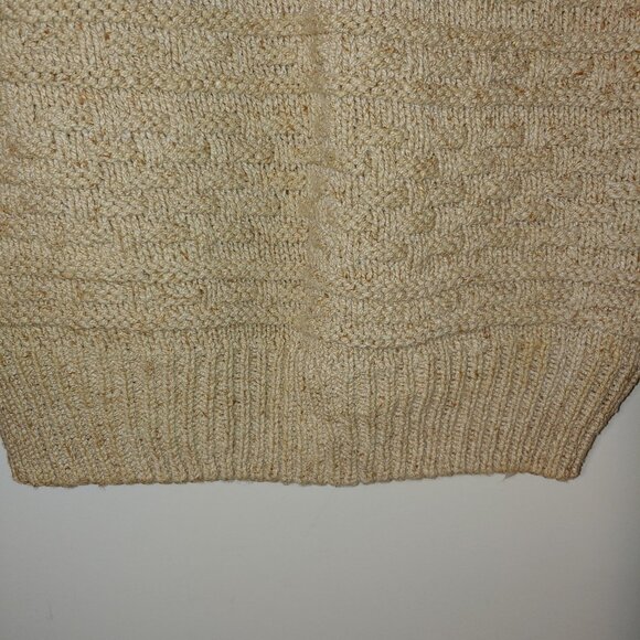 Vintage Banana Republic Mill Valley Basketwave Knit Cotton Sweater Size M Tan - Picture 5 of 6